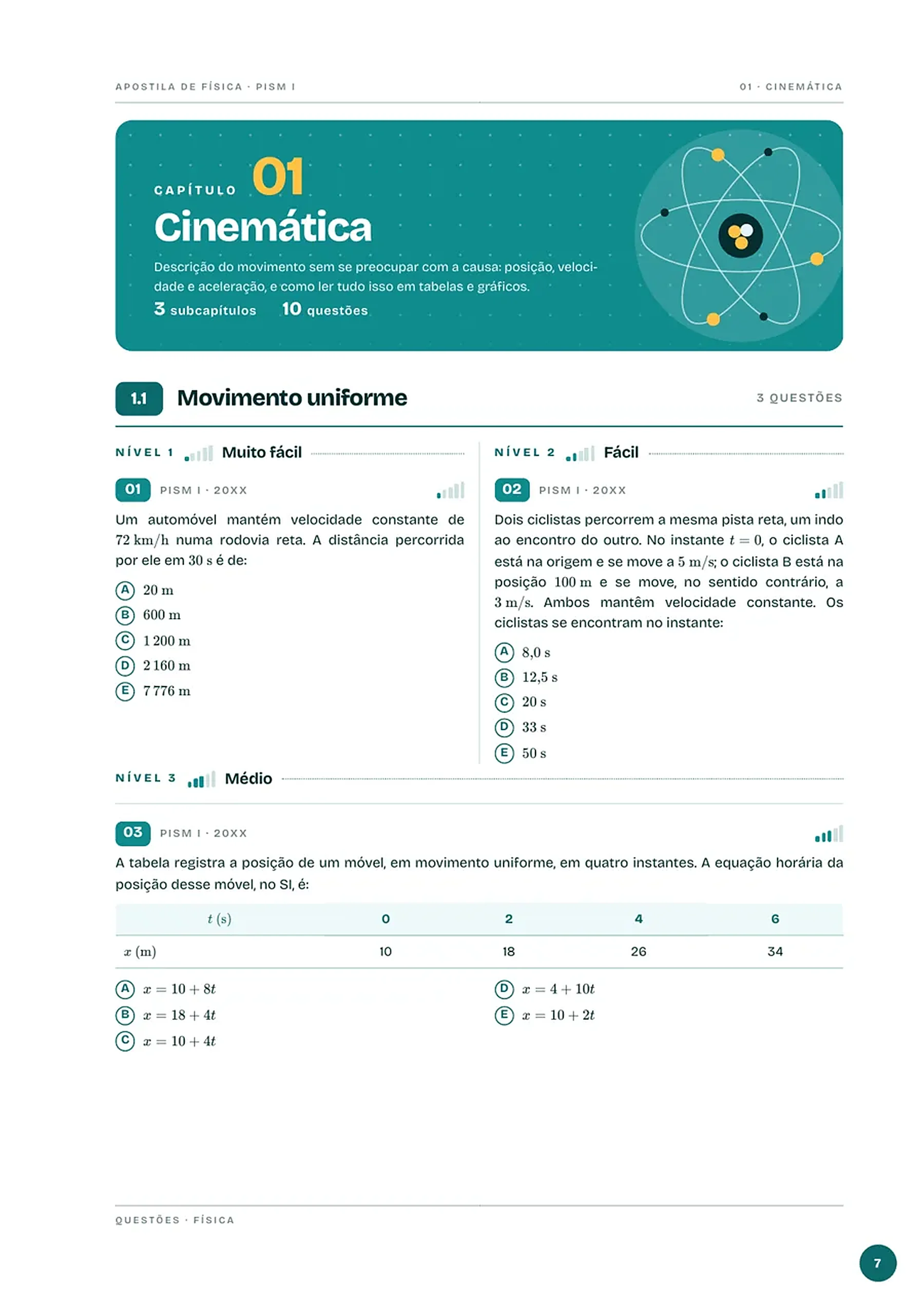 Página de abertura do capítulo de Cinemática